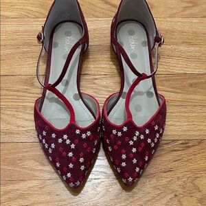 Boden Red Flats with White Star Pattern